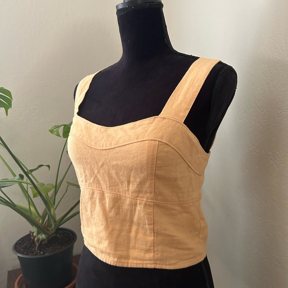 A&F Abercrombie Yellow Linen Blend Top - Picture 3 of 8